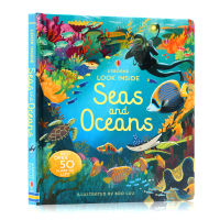 Usborne produced look inside seas and oceans English original picture books cardboard flip books childrens Enlightenment popular science picture books for parents and children