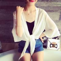 original Uniqlo New Fashion Fat mm chiffon shirt small shawl short coat female 200 kg large size thin short cardigan beach clothes sunscreen summer