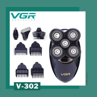 เครื่องโกนหนวด เครา กันจอน ล้างหน้า ขัดหน้า 4 in 1 พร้อมหวีรอง สำหรับผู้ชาย VGR รุ่น V-302 (สินค้าพร้อมส่ง)