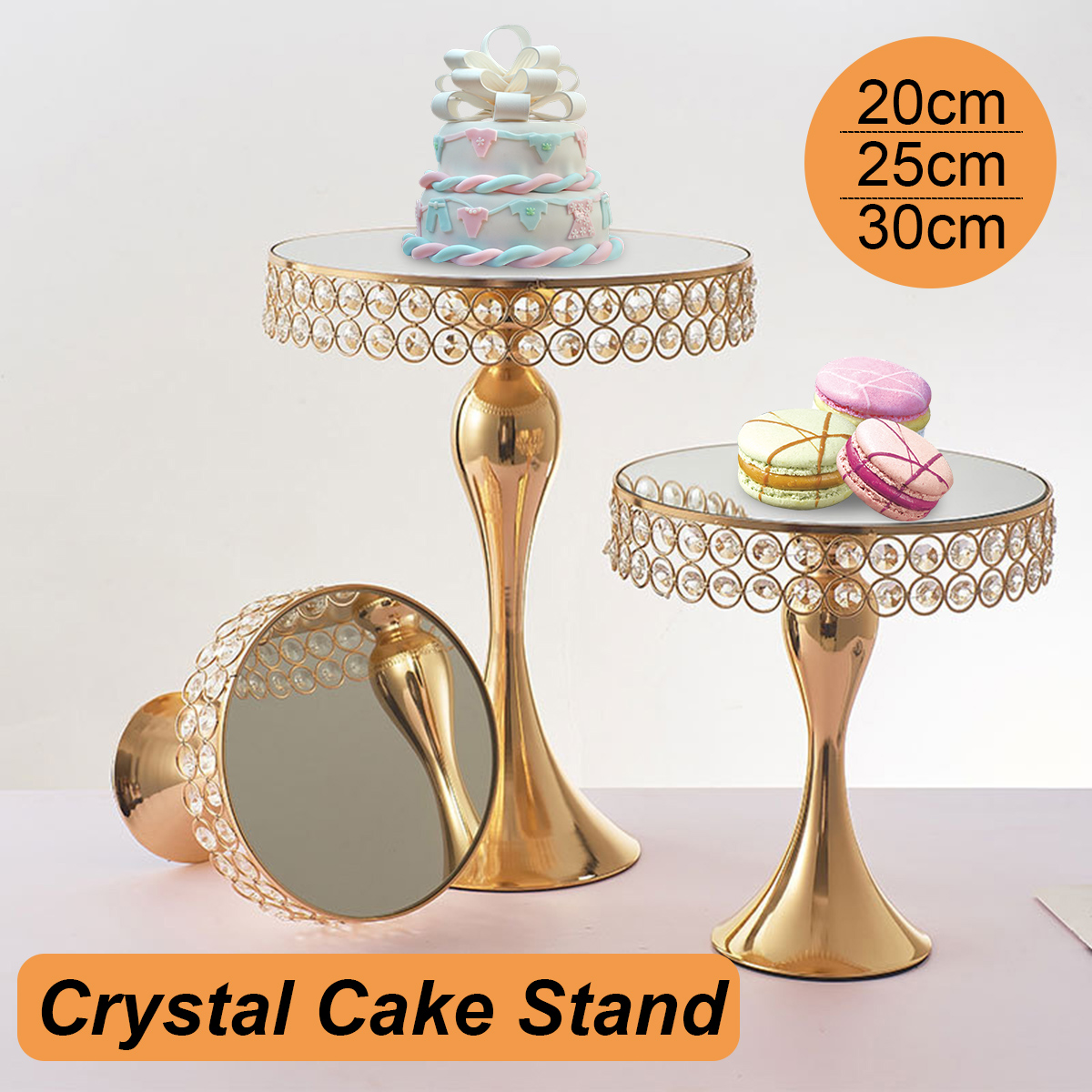 Large Crystal Cake Stand Cupcake Tray With Mirror Surface Wedding Party Hair  !
