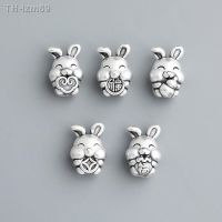 ? ของขวัญ DIY ของขวัญเครื่องประดับ S999 fine silver benmingnian rabbit every bead DIY braided rope bracelet necklace parts 3 d hard zodiac scattered beads