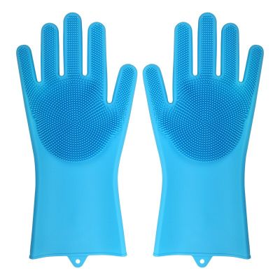 Dishwashing Cleaning Gloves Silicone Rubber Sponge Glove Home Scrubber Kitchen Clean Tool rubber gloves  safety gloves Safety Gloves