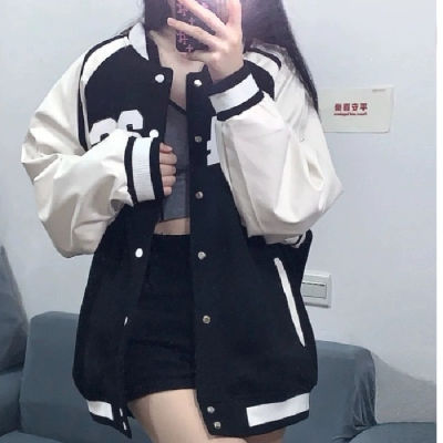 womens coat ชุดเบสบอล เสื้อแจ็คแก็ต สีมิดไนท์ กับสีกรม ผ้าหมาสวย มีพร้อมส่ง ราถูก 😍