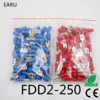 FDD2-250 หญิงฉนวนไฟฟ้า CRIMP TERMINAL สำหรับ 1.5-2.5mm2 ตัวเชื่อมต่อสายเชื่อมต่อสายไฟ 100 ชิ้น/แพ็ค FDD2.5-250 FDD-Shief