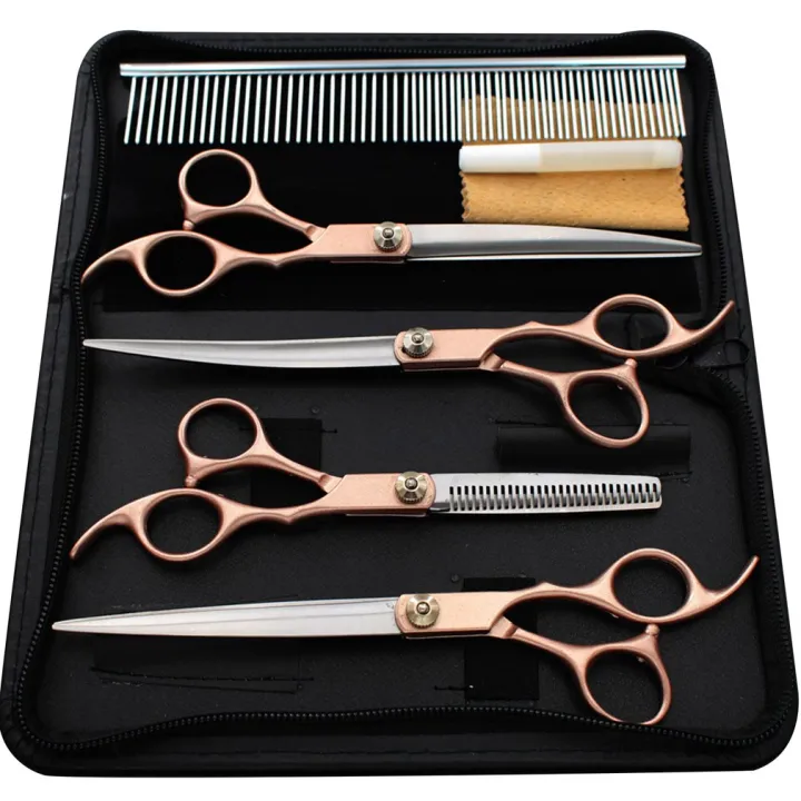 7.0นิ้ว Naipson สีดำสูงสกรูจับ Pet Grooming Scissor ตรงตัดผอมบาง