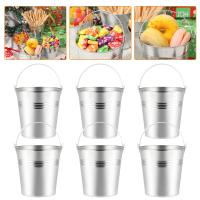 LUOEM 6pcs Mini Tinplate Metal Bucket Snack Buckets Icing Bucket French Fries Tin Pails