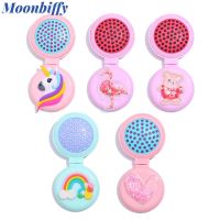 ♨✓ Portable Cartoon Travel Hair Brush Folding Air Bag Comb With Mirror Compact Pocket Size Cosmetic Mirror Head Massager Comb