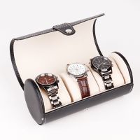 PU Leather 3-bit cylinder watch box high-end jewelry jewelry watch storage