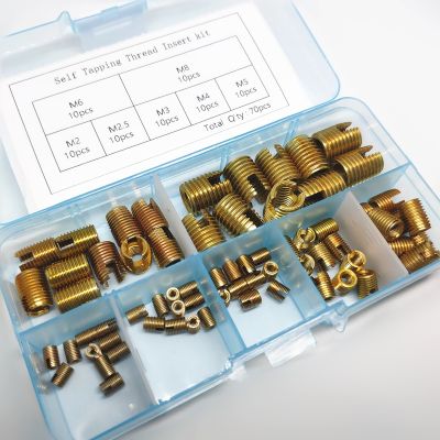 【CC】 50/70pcs Tapping Threaded Inserts M2.5 M4 M5 steel or Corbon Thread Repair Tools set