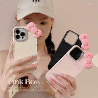 NLWVXCute โบว์สีชมพู iPhone 11เหมาะสำหรับ12เคสมือถือ13เคสซิลิโคน14 Promax สามมิติแบบมินิมอลลิสต์