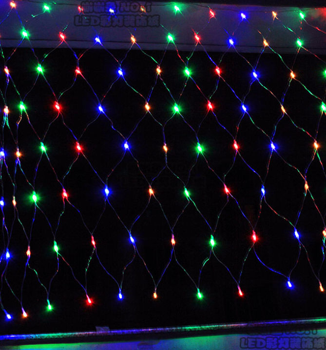 ไฟledประดับงานเทศกาล-ไฟกระพริบไฟตกแต่ง-แบบม่านตาข่ายเลือกระบุสีได้-วอร์มไวท์-ขาว-เขียว-แดง-เหลือง-ชมพู-สีรวม-ไฟกระพริบ-3x3เมตร