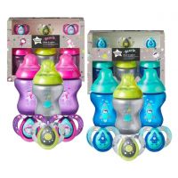 [3M+] Tommee Tippee ขวดนม พร้อมจุกนมซิลิโคน 3เดือนขึ้นไป และจุกนมดูดเล่น  Boldly Go Baby Bottles and soother set  422810 422811