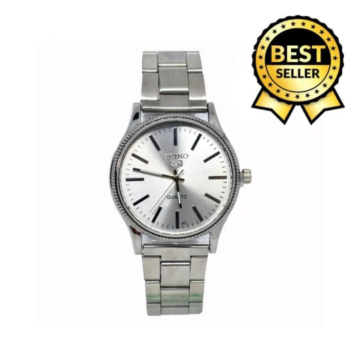 Seiko 5 Quartz All Silver Stainless Steel Watch for Men | Lazada PH