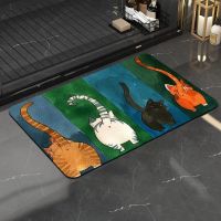 Cute Cats Doormat Non-Slip Door Mat Hallway Kitchen Bedroom Rugs Home Indoor Bathroom Carpet Universal Welcome Mat Front Door