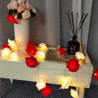 [COD] led light string luminous rose flower eternal pink girl heart net red anchor romantic room decoration interior layout