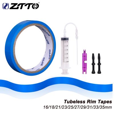 ZTTO Bicycle Tubeless Valves Rim Tapes Kit FV French Tyre F/V No Tubes Presta Tire Conversion Kit Tubeless Strips Valve Tool
