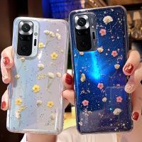 《Small M trend phone case》เคสโทรศัพท์ดอกไม้แห้งแท้สำหรับ Xiaomi Redmi Note 10 9 8 Pro 7 9S 10S 9A Mi A3 Lite นิ่มโปร่งใสฝาหลังซิลิโคน Epoxy