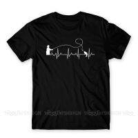 Heartbeat Fish EKG Trout Fishing Tee Creations Print Cotton T-Shirt Camiseta Hombre Fisherman Fly Fishing Funny FSH Men Fashion LL1Z