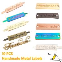 Metal Labels Tags 10Pcs Handmade For Clothes Jeans Shoes Bags Hand Made Printed Labels DIY Sewing Crafts бирки для ручной работы Stickers Labels