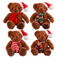 Christmas Bear Doll Cute Plush Bear with Scarf Hat Christmas Gift for Children Hairy Bear for Bedroom Nursery Living Room Study Room Childrens Room Playground benchmark