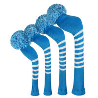 Scott Edward Knitted Golf Head Covers 4PCS Handmade Fit Well for Driver and Fairway Woods with Long Neck Pom Pom Golf Club Headcovers Set