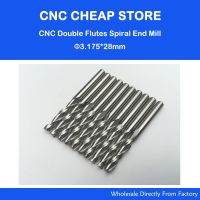 ดอกเอ็นมิลคาร์ไบด์ 10 ชิ้น Double Two Flute Spiral Bit CNC Router Bits 3.175mm * 28mm