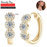 Serenity วัน0.42Cttw 6หินจริง D สี2.7มิลลิเมตรเต็ม Moissanite ห่วงต่างหูสำหรับผู้หญิงของขวัญ S925เงินสเตอร์ลิงเครื่องประดับ Fine