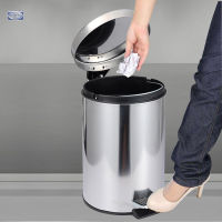 PDD Round Stainless Steel Step Trash Can Wastebasket Garbage Container Bin for Bathroom Bedroom Kitchen