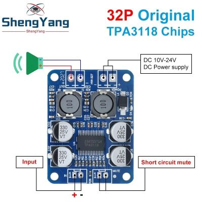 1PCS ShengYang DC 12V-24V TPA3118 60W Mono Digital Audio Power Amplifier Board Amp Module