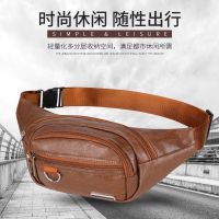 New Style Mens Waistpack Korean Version PU Leather Large Capacity Multi-Layer Waist Chest Bag Water-Repellent Outdoor Leisure Mobile Phone W 【AUG】