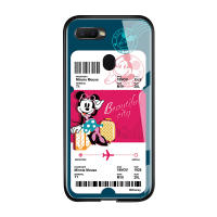 UCUC เคสโทรศัพท์เคสสำหรับ OPPO F9 Realmi Realme U1 A7X F9 Pro ปลอก Creative การ์ตูนเที่ยวบินตั๋ว Minnie Mouse โดนัลด์เดซี่เป็ด Glossy กระจกเทมเปอร์ฝาหลังปลอก