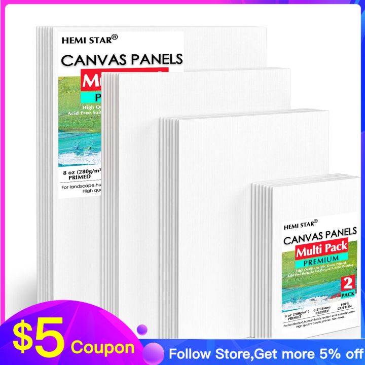 Painting Canvas Panels 5 Pack , Acid-Free 100% Cotton Paint Canvas Art  Canvases For Painting, Blank Canvas Flat Board For Acrylics Oil Watercolor  Temp