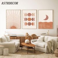 ASTRDECOR โปสเตอร์กลางศตวรรษภาพพิมพ์ศิลปะดวงจันทร์โปสเตอร์ภาพเขียนภาพแอบสแตรกต์จิตรกรรมรูปดวงอาทิตย์เป็นกลางภาพเรขาคณิตเครื่องตกแต่งฝาผนังโบโฮ