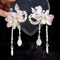 Flower Pearl Hairpins and Side Clips for Women Girls Fashion Hanfu Dress Pendant Jewelry Retro Chinese Style Headpieces Haberdashery