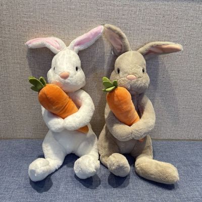 20ซม. ตุ๊กตากระต่ายนั่งเหมือนจริงแครอทกอดตุ๊กตากระต่ายจำลองของเล่นตุ๊กตาสัตว์ป่าจำลองสำหรับเป็นของขวัญเด็ก
