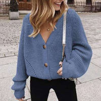 Ladies Winter Sweater Cardigan Ladies V-neck Long Sleeve Jacket And Knitted Womens Sweatshirt 2021 Loose Knit Cardigan Jacket