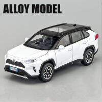 1:32 Toyotas RAV4 SUV โมเดลรถโลหะผสมโลหะหล่อขึ้นรูปยานพาหนะจำลองการสะสมเสียงและเบาของขวัญวันเกิดสำหรับเด็ก