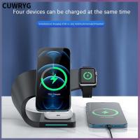 CUWRYG แท่นชาร์จแบบเร็วแท่นชาร์จ Type C สำหรับ iPhone/Iwatch/Airpod ที่ชาร์จโทรศัพท์ที่ยึดนาฬิกาที่ชาร์จแบบไร้สาย