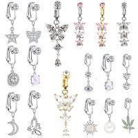 【CW】 Faux Fake Belly Piercing Clip Umbilical Navel Pircing Leaves Cartilage Earring