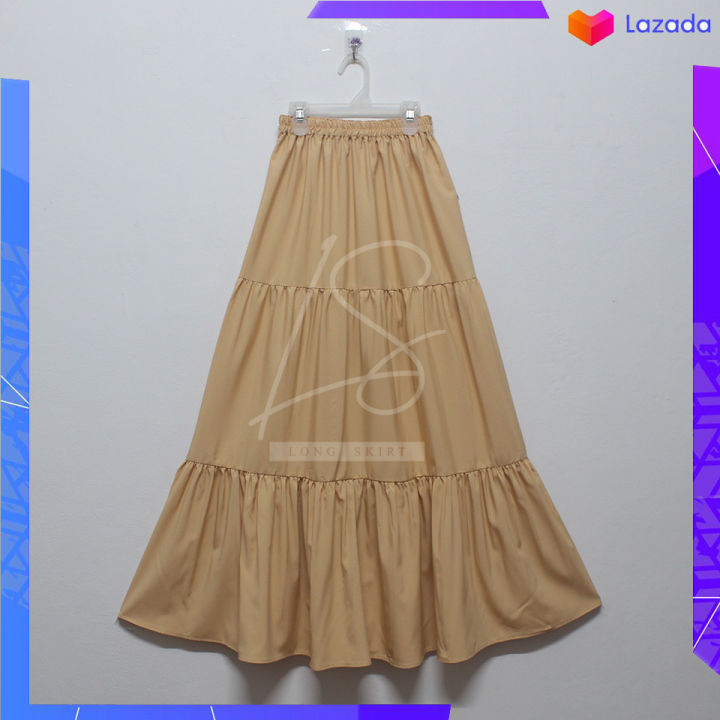 long-skirt-กระโปรงแบบใหม่-แฟชั่น-2020-ราคาต่ำสุด-กระโปรง3ชั้น-กระโปรงแฟชั่น-กระโปรงยาวเอวสูง-เอวยางยืด-ความยาว-38นิ้ว-sk-a104