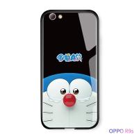 Jinsouwe เคสมือถือเคสโทรศัพท์เคส OPPO R9s A59 f1s โทรศัพท์กรณีหรูหราการ์ตูนโดราเอมอนแมวมือโทรศัพท์กรณีเคลือบเงากันกระแทกกระจกนิรภัยกลับเกราะป้องกันปกปลอก