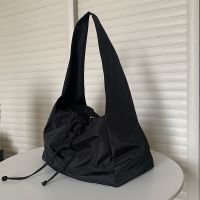 ▧✙☈ Women Bag New Nylon Bucket Fashion Solid Zipper SOFT Shoulder Bag Purses and Handbags Luxury Designer Black Tote Bag