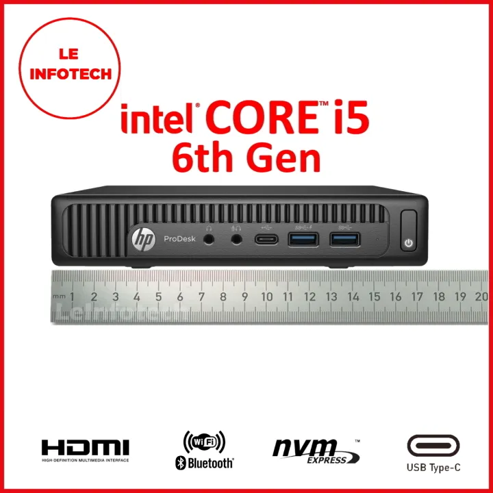 HP EliteDesk 800 G2 Mini Desktop PC Quad Cores Intel i5-6500T 2.5GHz 8/16/32GB DDR4 New 256/512GB M.2 NVMe SSD Free WiFi+DP to HDMI Win10Pro Used - LeInfotech