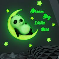ZZOOI Cartoon Moon Panda Luminous Wall Stickers For Baby Kids Rooms Nursery Home Decoration Wallpapers Glow In The Dark Stars Stickers