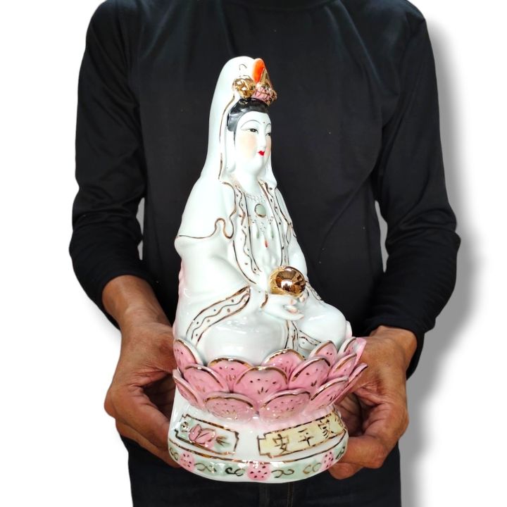 เจ้าแม่กวนอิมปางสมาธิถือลูกแก้ว-เสื้อขาวขนาด-12-นิ้วกว้าง-6-นิ้วงานกังใสพรีเมี่ยมนำเข้าจากจีน