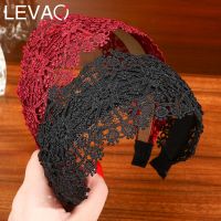 【YF】 Levao Retro Lace Headband Wide Turban Hair Band Crochet Flower Hairband Hoop Mesh Headbands for Women Accessories