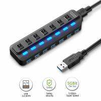 EastVita 7-Ports USB 3.0 Hub Adapter พร้อมสวิตช์เปิด/ปิดความเร็วสูง5Gbps สำหรับแล็ปท็อปพีซี