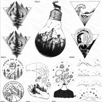 hot【DT】 OMMGO Bulb Glass Mountain Temporary Tattoos Sticker Custom Arm Small Fake Tatoos