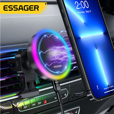 Essager RGB เจ้าของรถศัพท์แม่เหล็ก Qi 15วัตต์ชาร์จไร้สายรถสำหรับ 14 13 Pro Max ซัมซุงที่วางศัพท์สากลยืน