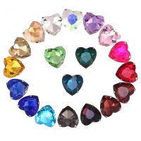 Heart Shape Glass Rhinestones With Claw Sew On Crystal Stone Strass Diamond Metal Base Buckle For Clothes